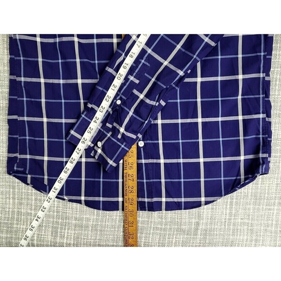 Thomas Mason For J.Crew Blue Plaid Casual Dress Shirt Slim Fit Men's L - Picture 10 of 13